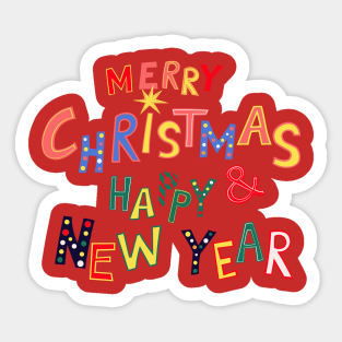 Merry Christmas and Happy Year Sticker